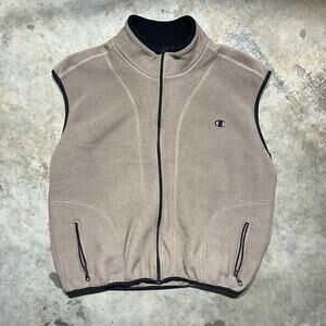 Vintage 90s Champion Brown/Black Boxy Fleece Vest